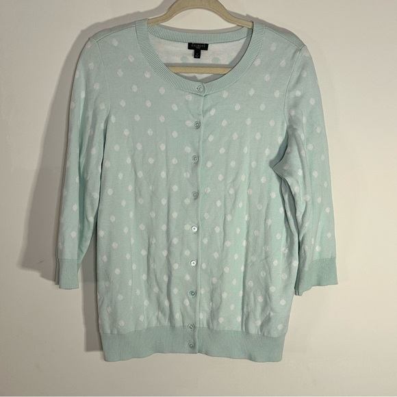 Talbots Sweaters - Talbots Woman Mint Green Polka Dot Cardigan – Size X- Winter Sweater Gift Layer
